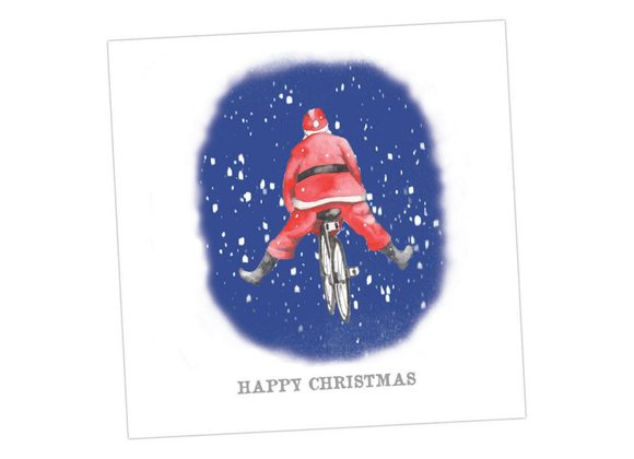 Santa on a bike - Christmas Card by Crumble & Core