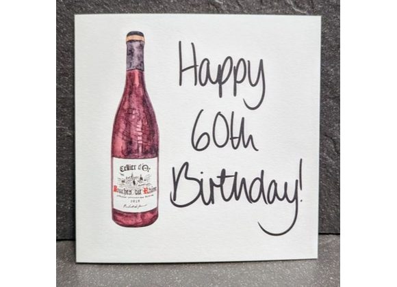 60th Birthday Card - Red Wine