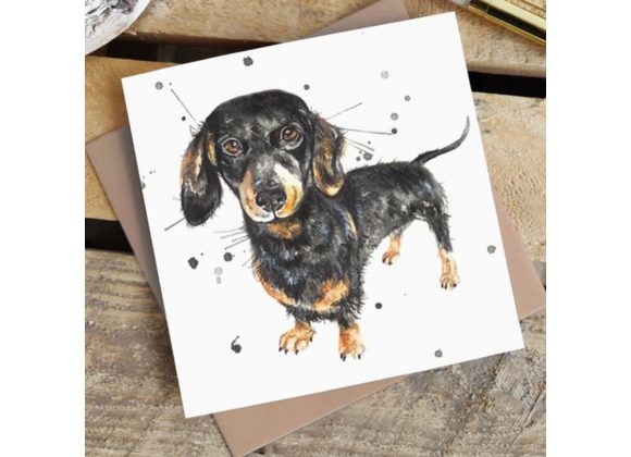 Splatter Sausage Dog Greetings Card