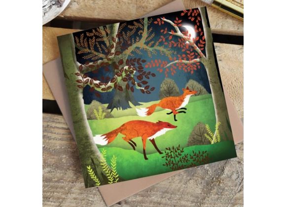 Foxes in the Woods Greetings Card