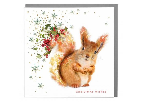 Red Squirrel, Christmas Wishes Card by Lola Design