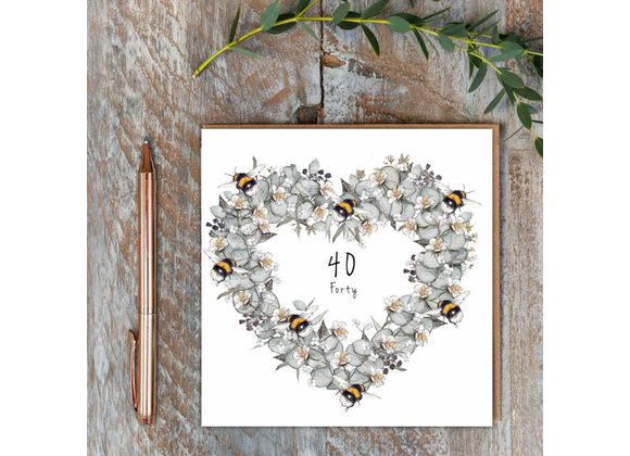 Bees & Eucalyptus 40th Birthday Card by Toasted Crumpet