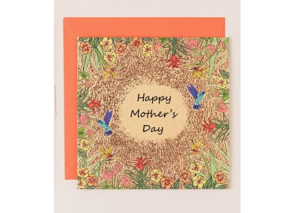 Hummingbird and Tropical Flowers Mother's Day Card 