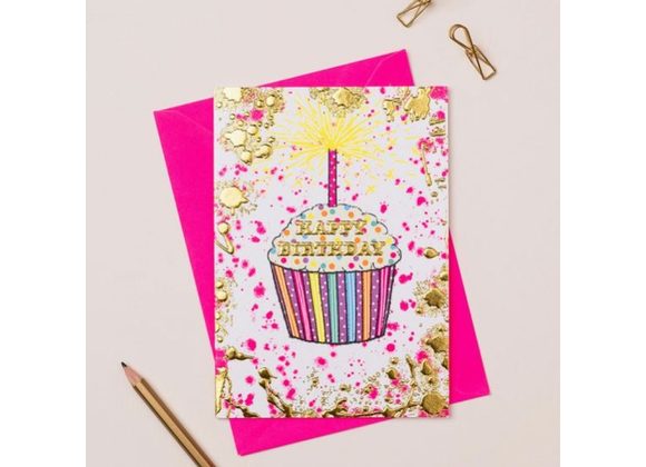 Cupcake with sparkler Birthday Card by Apple & Clover