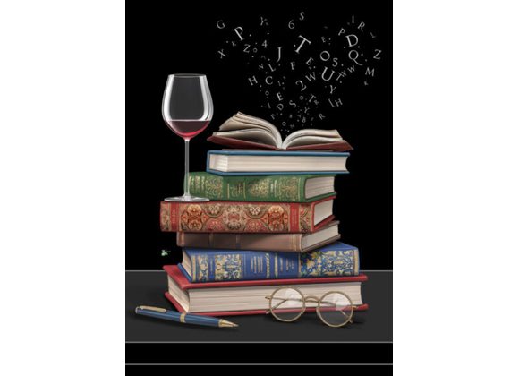 Wine and Books - Bug Art Card 