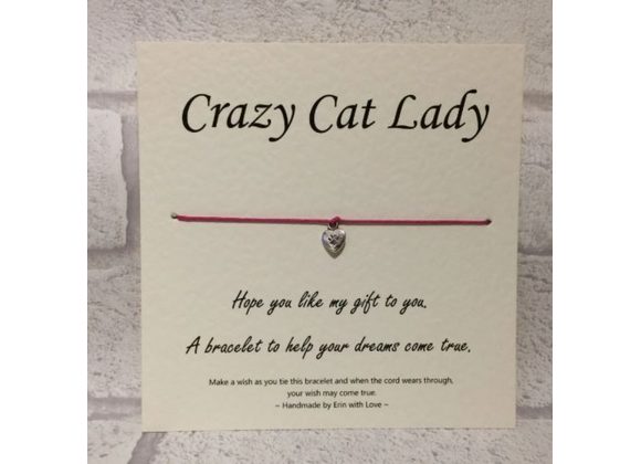 Crazy Cat Lady Wish Bracelet -  Handmade By Erin