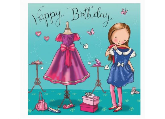 Girl Dressing Up -Happy Birthday Card