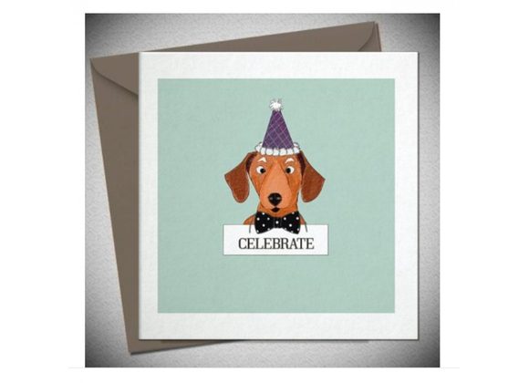 Sausage Dog Celebrate Greetings Card