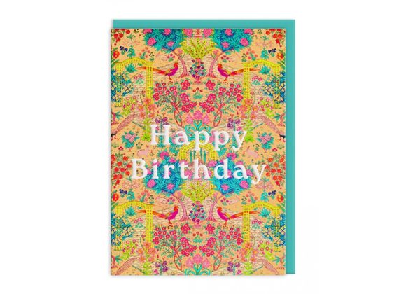 Neon Floral Ornate Garden Greeting Card