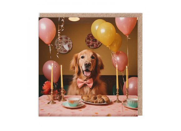 Dog At Table Birthday Card