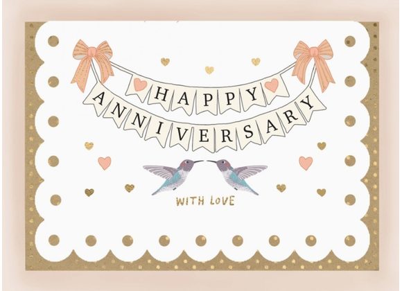 Anniversary Card with Broderie Border by Apple & Clover