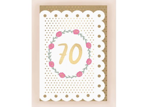 70th Birthday Card with Broderie Border by Apple & Clover