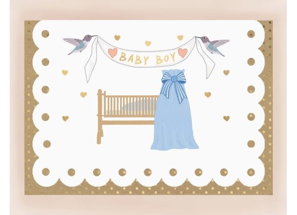 Baby Boy Card with Broderie Border by Apple & Clover