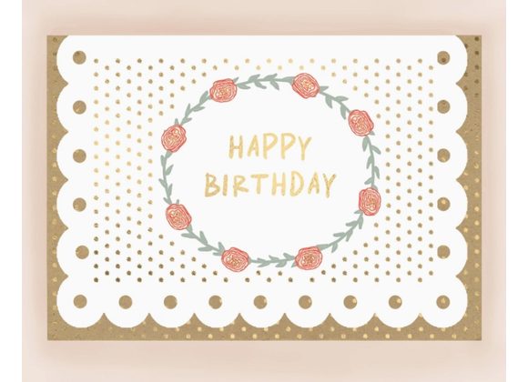 Birthday Card with Broderie Border by Apple & Clover
