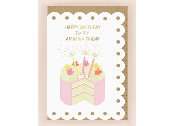 Amazing Friend Birthday Card with Broderie Border by Apple & Clover
