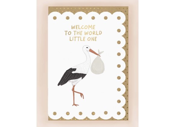 Welcome Little One Card with Broderie Border by Apple & Clover