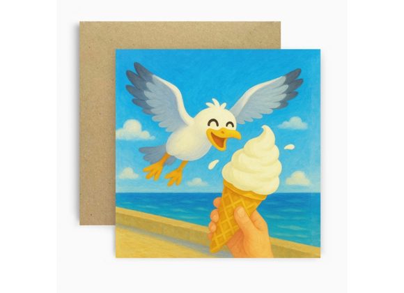 Seagull stealing Ice Cream Card