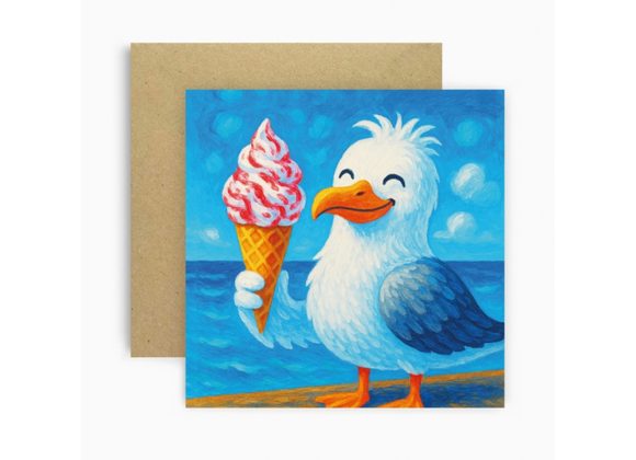 Seagull with vanilla & raspberry Ice Cream Card