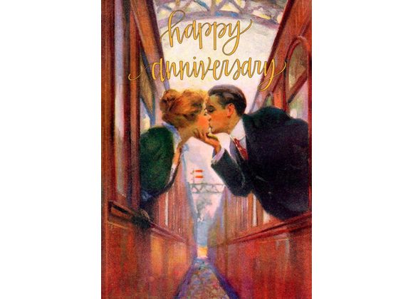Kiss Across the Tracks, Anniversary Card by Madame Treacle