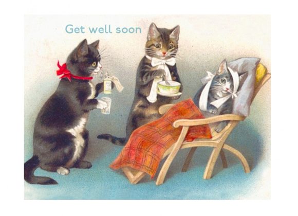 Poor Puss - Get Well Card by Madame Treacle Petite Vintage
