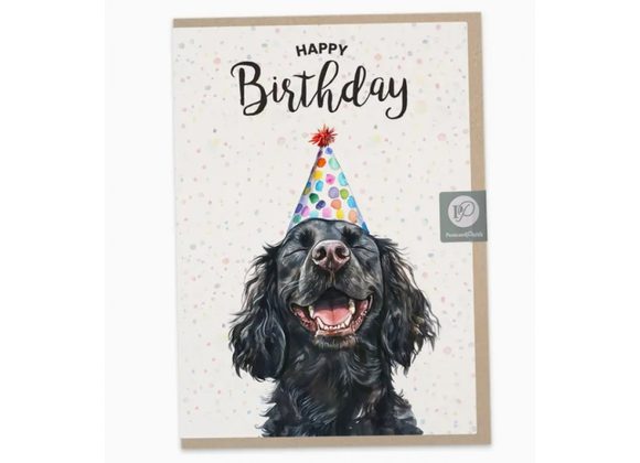 Black Spaniel Birthday Card by Postcard Prints