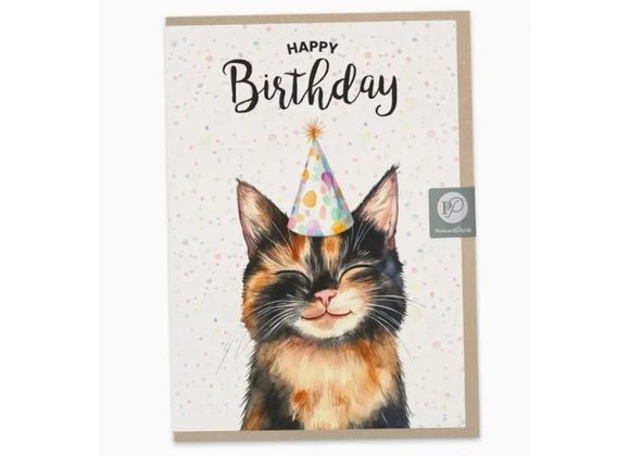 Tortoiseshell Cat Birthday Card by Postcard Prints