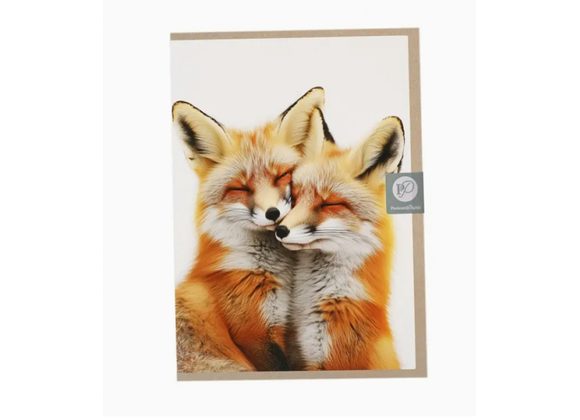 Cuddling Foxes Card by Postcard Prints