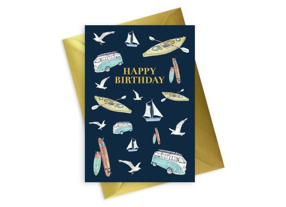 Seaside Happy Birthday Card - by Crumble & Core