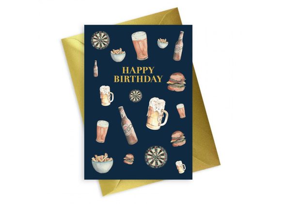 Pub Happy Birthday Card - by Crumble & Core
