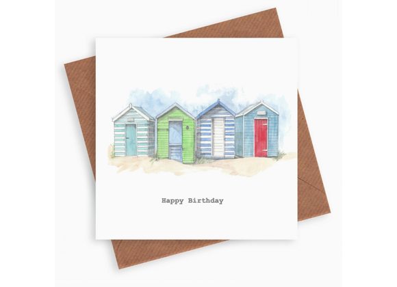 Beach Huts Happy Birthday Card by Crumble & Core