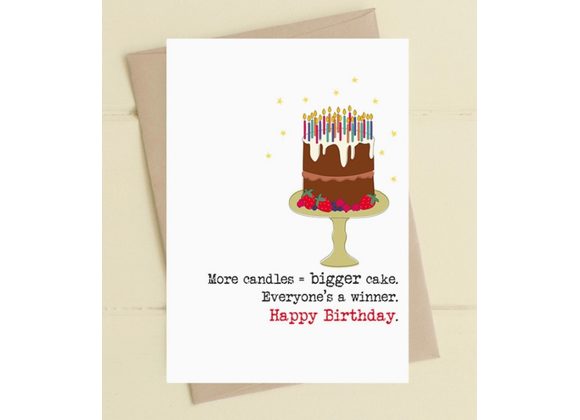 More Candles Bigger Cake, Happy Birthday Card by Dandelion Stationary