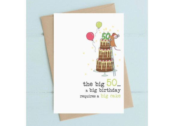 Big cake 50th Birthday Card by Dandelion Stationery