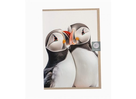 Puffins in Love Card by Postcard Prints