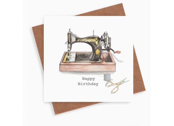 Sewing Machine,  Happy Birthday Card by Crumble & Core