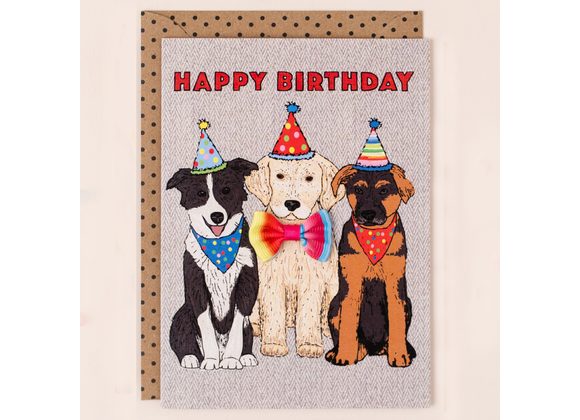 Dogs with Party Hats - Birthday Card by Apple & Clover 