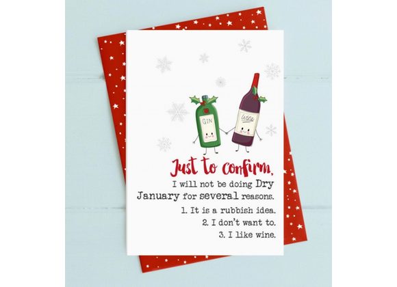 I will not be doing Dry January, card by Dandelion Stationary