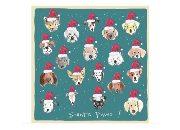 Santa Paws Christmas Card by Poet and Painter.