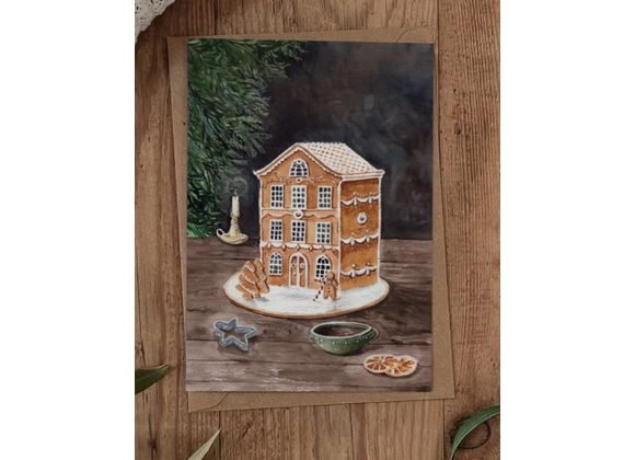 Gingerbread Mansion, Christmas Card by Brooke Marie