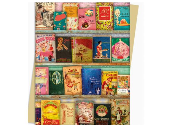 Aimee Stewart: Vintage Cook Book Library Greeting Card by Flame Tree