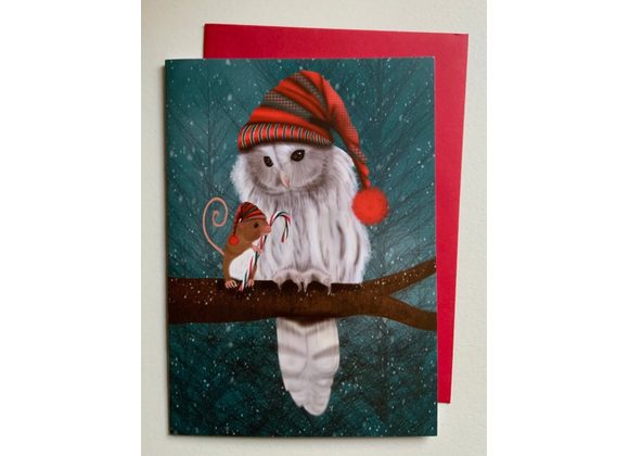 Silent Night, Owl - Christmas Greetings Card by Crimson Finch