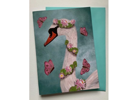 Odette - Woodland Swan Bird Greetings Card by Crimson Finch