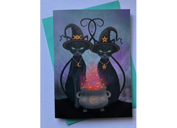 Twisted Twins - Cat Greetings Card by Crimson Finch