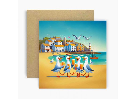 Beers, Beaks & Bad Decisions Funny Seagull Greetings Card