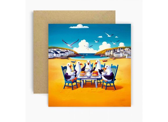 Scones Before Moans Seagull Coastal Greetings Card