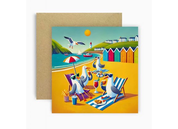 Gulls Just Wanna Have Fun! Seagull Coastal Greetings Card