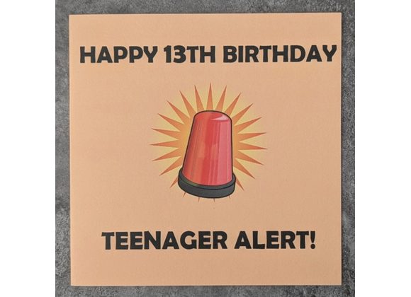 13th Birthday Card - Teenager Alert!