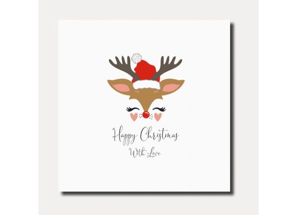 Deer, Happy Christmas With Love, Christmas card by Marina B