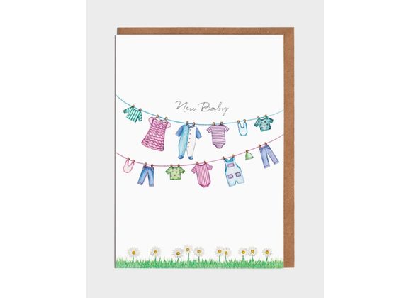 Washing Line New Baby Card by Lottie Murphy