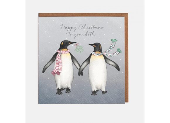 Penguins, Happy Christmas to you both, Card by Lottie Murphy