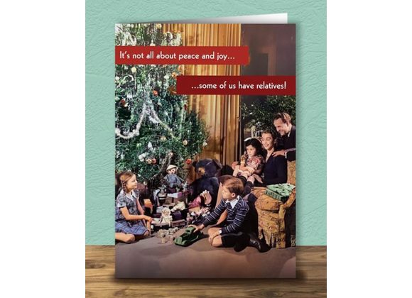 It's not all about peace and joy... Funny Retro Greetings Card